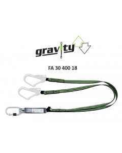 Kratos - Amortyzator bezpieczeństwa (taśma 30mm) GRAVITY typu Y taśmowa 1,8m, zatrzaśniki stalowe hakowe otwarcie 55mm i zatrzaśnik zakręcany owal otwarcie 17mm