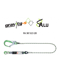 Kratos - Amortyzator bezpieczeństwa (taśma 35mm) GRAVITY-S z liną w oplocie "anti-cut" dł. 2 m z aluminiowymi bi-otwieralnymi zatrzaśnikami przeznaczonymi do rusztowań