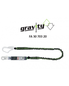 Kratos - Amortyzator bezpieczeństwa (taśma 35mm)  z taśmą elastyczną, dł.1,8m ze stalowymi zatrzaśnikami bi-otwieralnym hakiem 17mm i hakiem do rusztowań otwarcie 55mm