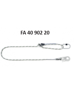 Kratos - Lina pozycjonująca w oplocie 12mm o regulowanej  do 2 m z zatrzaśnikiem bi-otwieralnym hak 17mm i zatrzaśnikiem zakręcanym 17mm