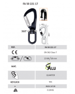 Kratos - Aluminiowy zatrzaśnik "twist-lock" otwarcie 17mm, na krętliku